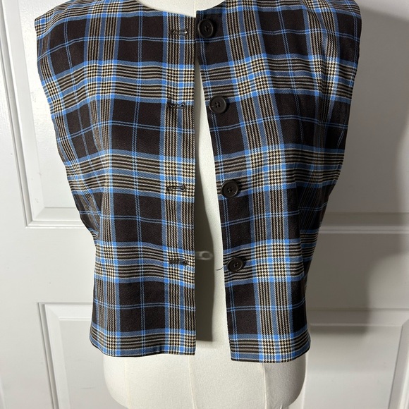 NWT (Size M) Steve Madden ALESSA TOP BROWN PLAID - Picture 5 of 9